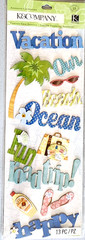 K&Company Happy Trails Vacation 3D Chipboard Stickers Scrapbook Word Accents NOS