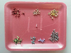 Lot 138 GLITTER Paper Brads NOS Mix 8 Colors Medium & Mini Sizes 4 Scrapbooking