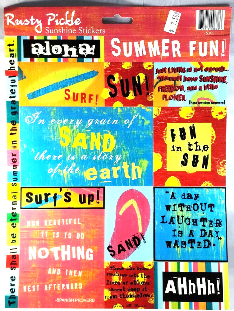 Rusty Pickle Cardstock Stickers Summer Fun Surfs Up Aloha 8.5×11 RARE Scrapbook
