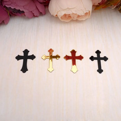 50Pcs/Lot Acrylic Cross Stickers Black Gold Silver Mirror Wedding Birthday Bapti