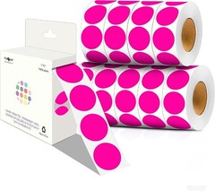 Fluorescent Pink Color-Code Dot Stickers, 10000 Labels