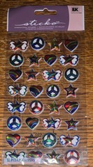 Sticko Puffy Peace Signs Rainbows Stars Hearts Wing Scrapbook Sticker Card Craft