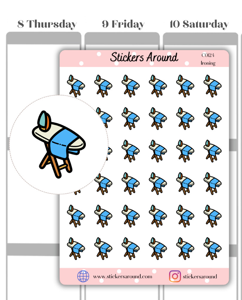 Ironing Icon Planner Sticker, Iron Clothes Sticker, Chores Stickers for Calendar