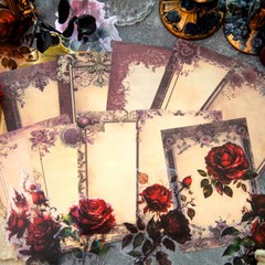 Vintage Rose Blooms Scrapbook Paper PET Stickers Junk Journals Album DIY Collage