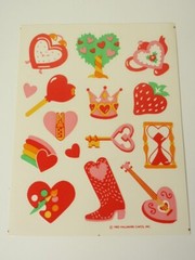 Lot 9 Sheets Vintage Hallmark Valentine Stickers: Hearts, Red Foil, Teddy Bear