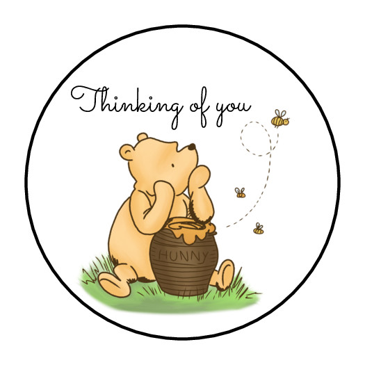 30 CLASSIC WINNIE THE POOH ENVELOPE SEALS LABELS STICKERS 1.5″ THINKING OF YOU