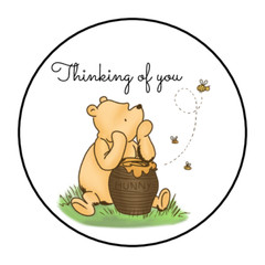 30 CLASSIC WINNIE THE POOH ENVELOPE SEALS LABELS STICKERS 1.5″ THINKING OF YOU