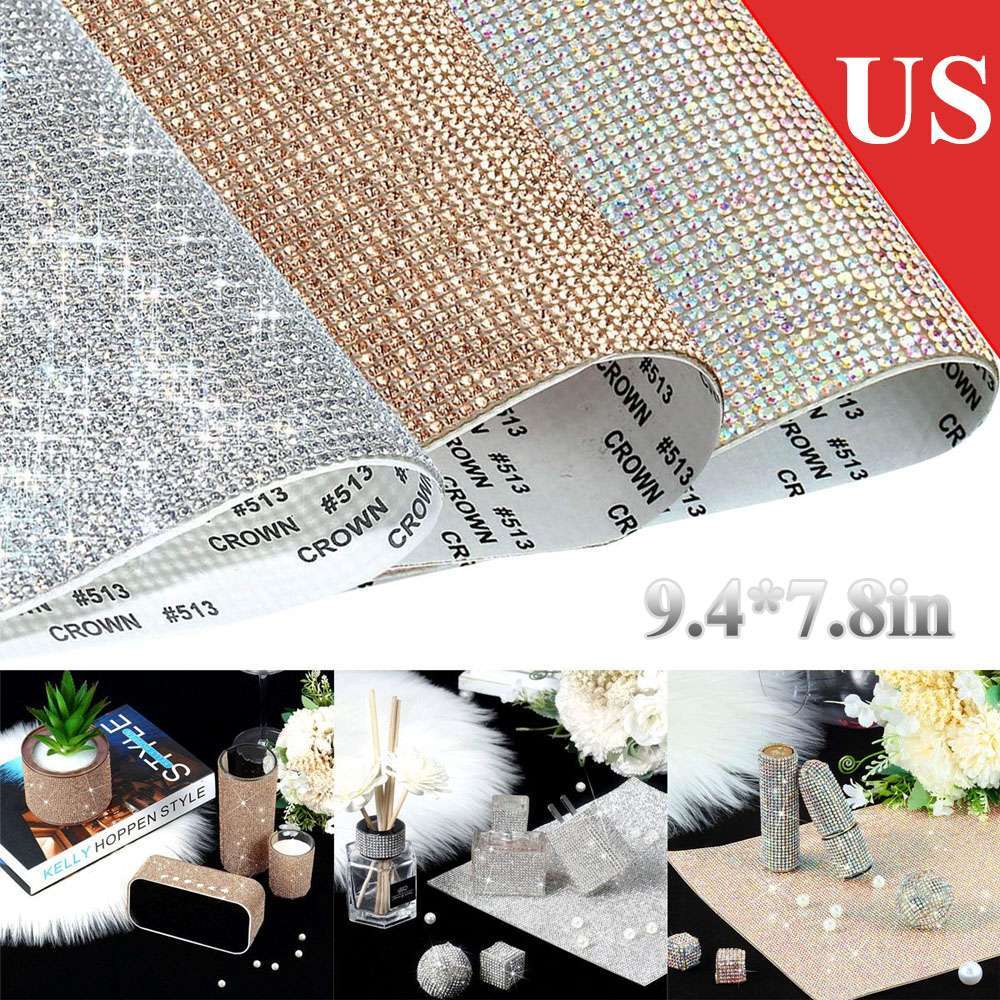 Rhinestone DIY Sticker Sheet Self Adhesive Bling Diamond Crystal Decal Car Decor