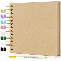 DIY Scrapbook Album 7×7 Kraft Hardcover 40 Pages Photo Memory Book Metallic Pen