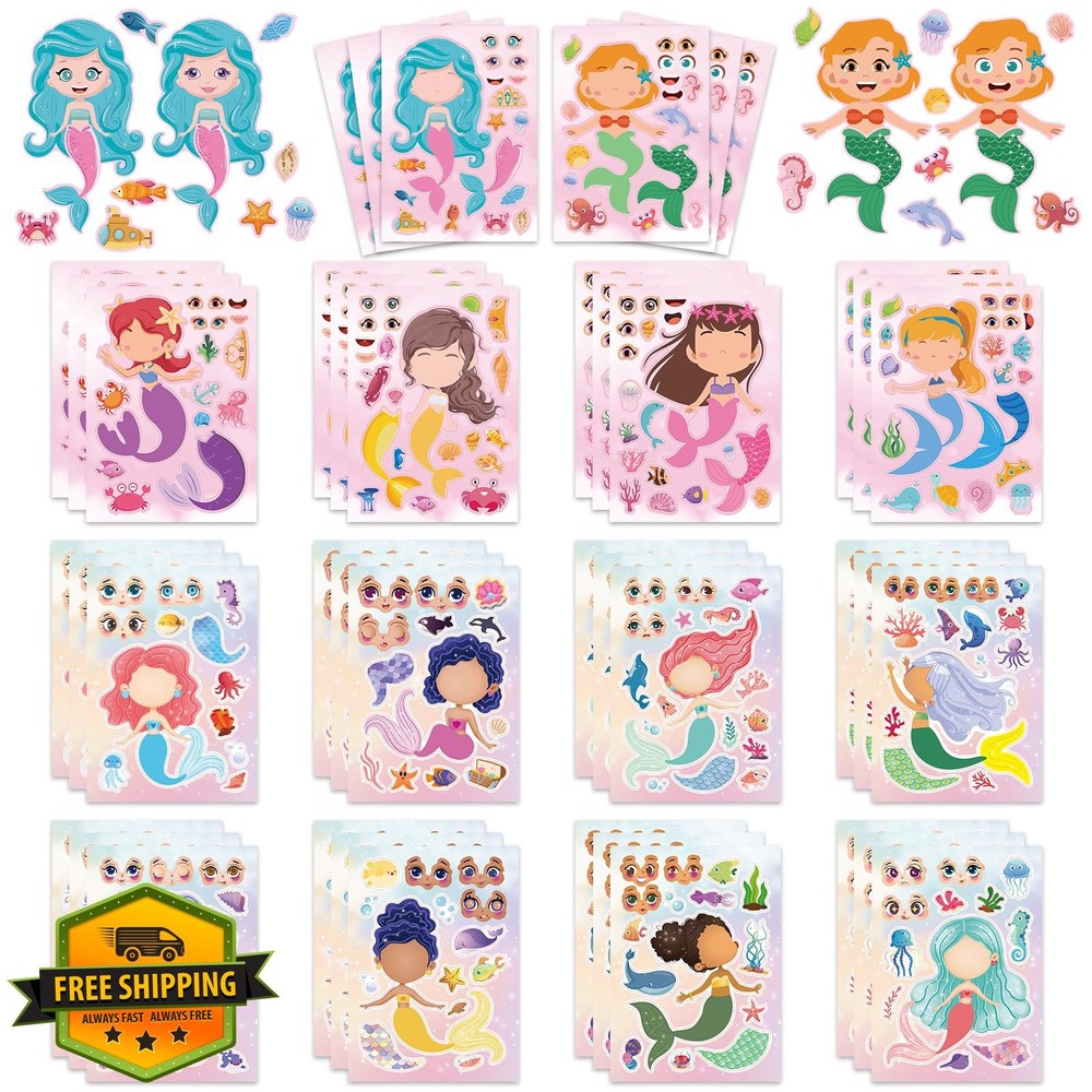 Cosomia 42 Sheets Mermaid Stickers Make Your Own Kids Travel Book