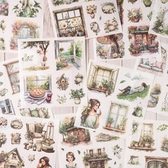 Garden Junk Journal Stickers, 50 Sheets, Scrapbook Supplies, Watercolor4361