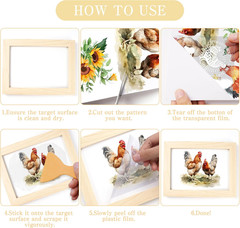 Rub on Transfers for Crafts Furnitures Stickers: 9 Pcs Roosters Rub on Transfer