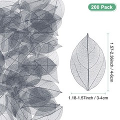 200-Pack Skeleton Leaves, Natural Rubber Leaves Vein[4-6cm, Grey]