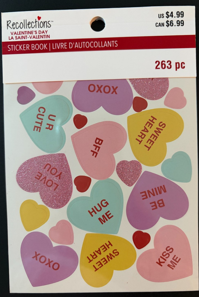 RECOLLECTIONS VALENTINE’S DAY STICKER BOOK 263 PC STICKERS 12 SHEETS ROMANCE