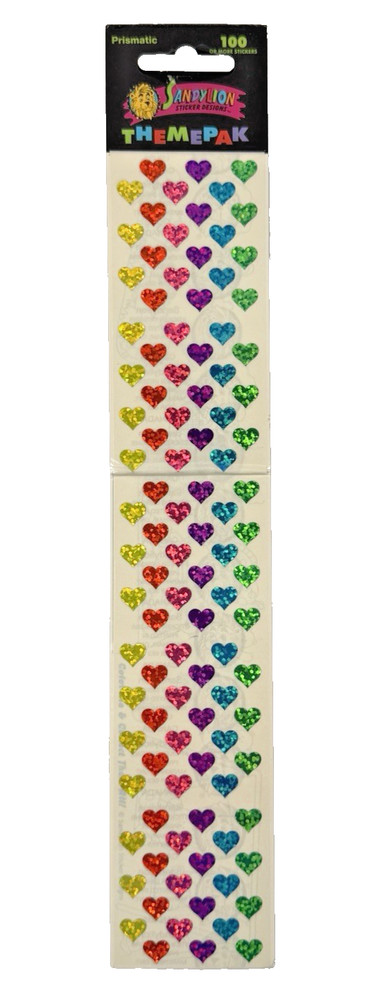 Vintage Stickers Prism Foil Hearts Sandy Lion