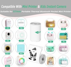 Mini Thermal Printer Sticker Paper 10 Rolls 57x25mm for Kids Instant Camera, …