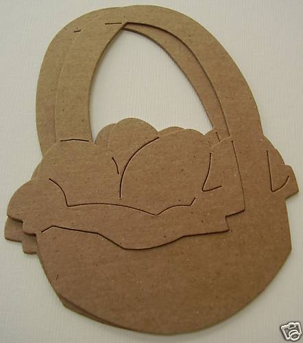 {4} *EASTER BASKETS w/ EGGS* Bare Unfinished Chipboard Die cuts