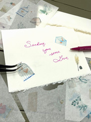 Love Letter Washi Paper Stickers 6 Sheets Scrapbook Junk Journal Collage Cards