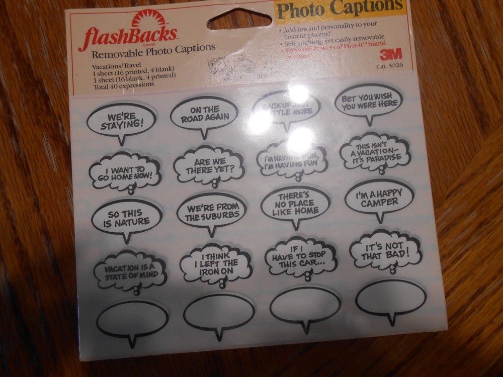 FLASHBACKS Removable Vacations/Travel Photo Captions – NEW IN PACKAGE