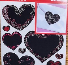 Sticko Decorative Chalk Hearts Chalkboard Valentines W/Swirl Scrapbook Stickers