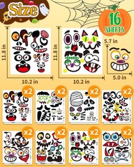 Halloween Pumpkin Stickers – 88 Funny Face Decorating Kit for Kids’ Crafts & Par