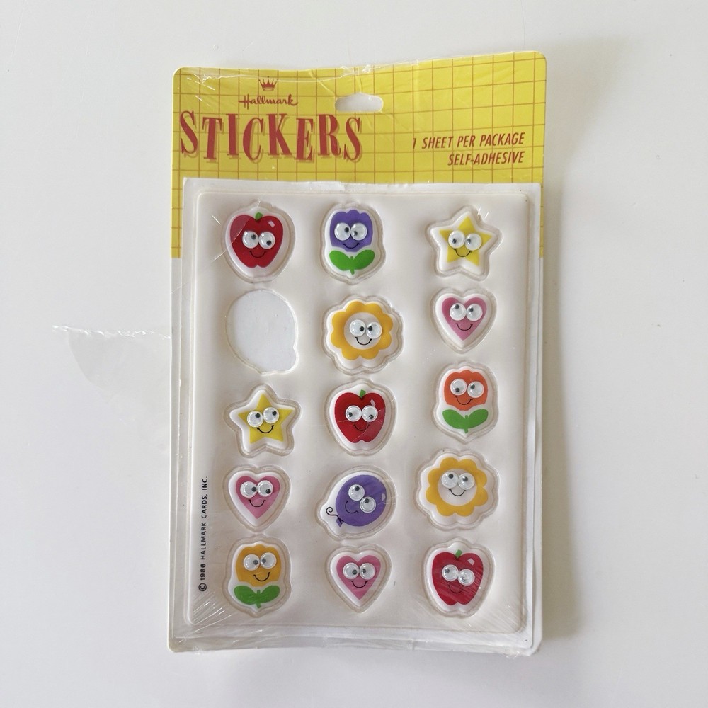 HALLMARK Vintage 80s Puffy Stickers : Googly Google Eyes
