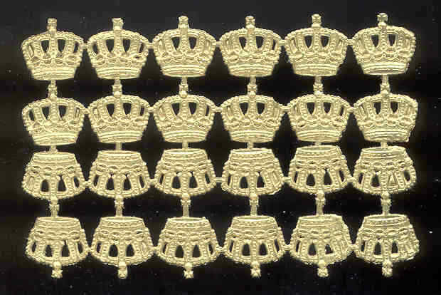 Scrap Die Cut German Dresden Gold Foil Paper Crowns Sm. Victorian Crafts