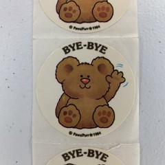 Vintage 80’s Bear Waving Bye-Bye Stickers PAWS/PURR 3 Mods Teddy Bear