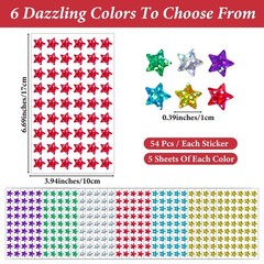 30 PCS Small Stars Stickers, 6 Colors Holographic Glitter Stickers for Kids R…