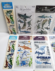 Scrapbooking Sticker Lot of 11 Packages Sharks 3D Ocean Fish Shark Dimensional