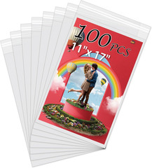 Acid-Free Picture Sleeves, 100 Pack Crystal Clear Storage Bags for 11X17 Art Pri