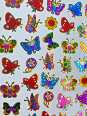Sparkle Retro Butterflies Sticker Sheet (1 Sheet, 4×5 In., .5-.75 In. Stickers)