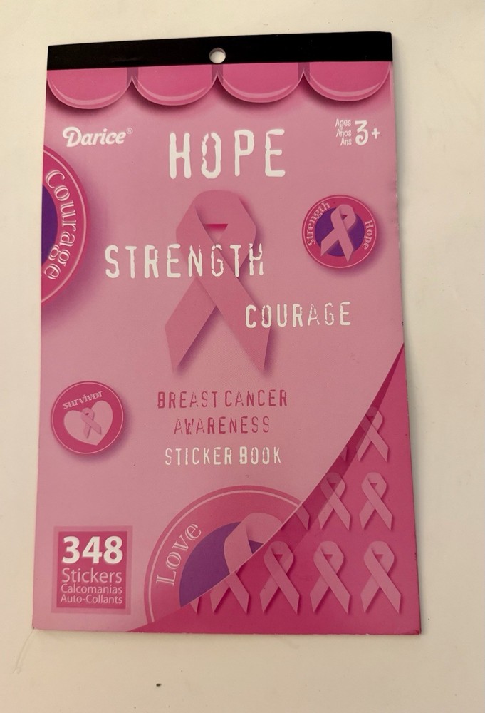 Breast Cancer Awareness Stickers- Pad of 348 Stickers New