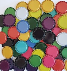 100 FLATTENED Colored Beer Bottle Caps Craft Crown Flat Colors Red Blue Pink