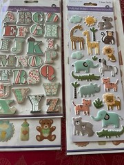 RARE BOY GIRL BABY – LOT #327 – VERY CUTE PUFFY STICKERS – ALPHABET ANIMALS TAGS