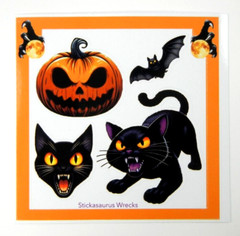 Black Cats & Bat Halloween Frame Sticker Sheet