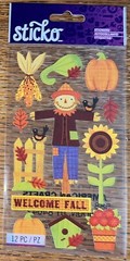 STICKO Welcome Fall ScareCrows Sunflowers Harvest Season Pumpkins Corn Stickers