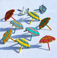 BEACH UMBRELLA SCRAPBOOKING DECORATIVE BRADS EYELET OUTLET 8 PCS 5 COLORS