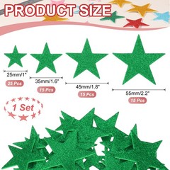 Star Foam Stickers, 70Pcs EVA Self Adhesive Glitters, Green