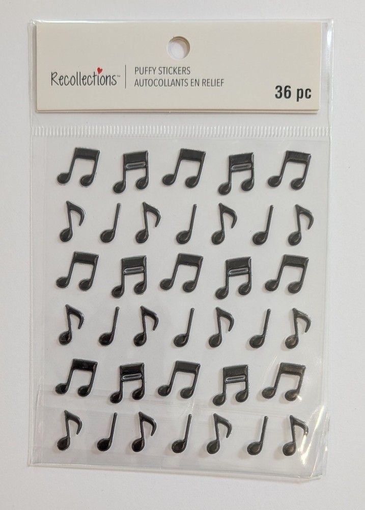 Black Puffy Music Notes Scrapbooking Stickers by Recollections
