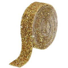 1 Roll 3 Yards Self Adhesive Crystal Rhinestone Diamond Ribbon Gold