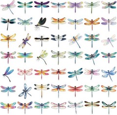 50 Pcs Aesthetic Dragonfly Stickers PET Transparent Decorative for Scrapbooking