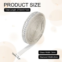 3 Yard Rhinestone Ribbon, 3mm x 3mm Crystal Rhinestone Strips, White