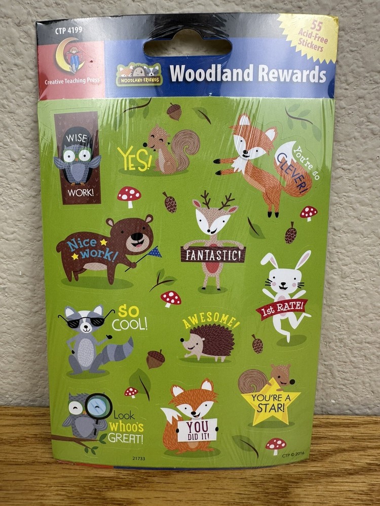 55 Stickers – Woodland Animals – Incentive Student Reward – 1 Sealed Pack