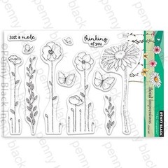 New Penny Black Rubber Stamp flowers FLORAL IMPRESSIONS SET free USA ship