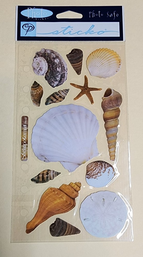 Sea Shells Stickers Brand New Package Unopened sticko Sanibel Island scrapbook