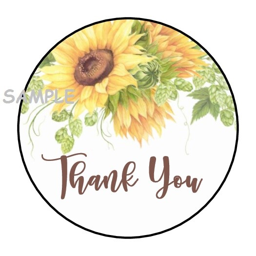30 PRETTY SUNFLOWER THANK YOU ENVELOPE SEALS LABELS STICKERS 1.5″ ROUND