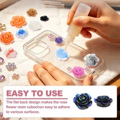 20mm Resin Rose Flatback Charms, 40 Pcs Cabochon Embellishment, Shiny Black
