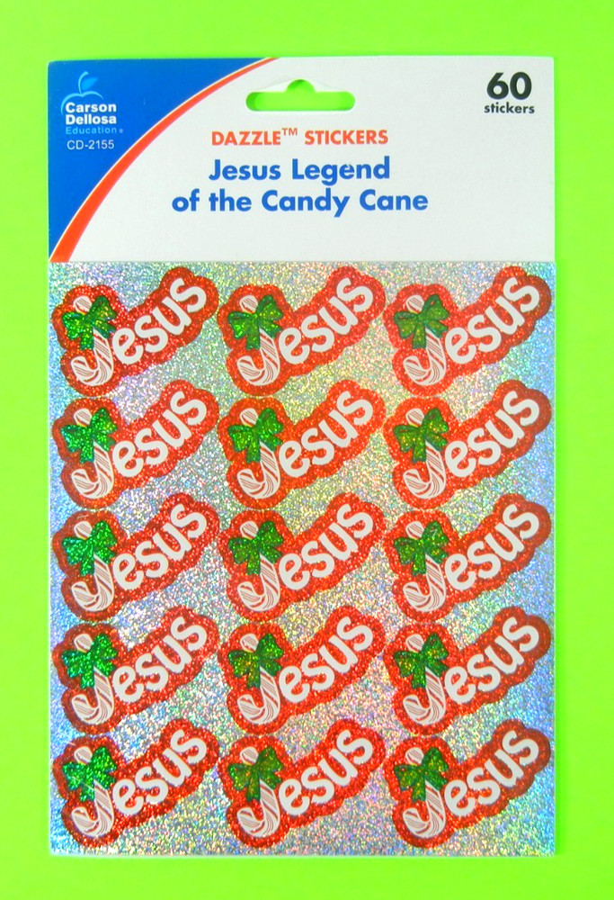 Carson Dellosa Jesus Candycane Dazzle Glitter Religious Stickers Pack