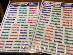 1990’S NAME FUN STICKERS GRANDPA AND GRANDMA ONE UNOPENED PACKAGE OF EACH